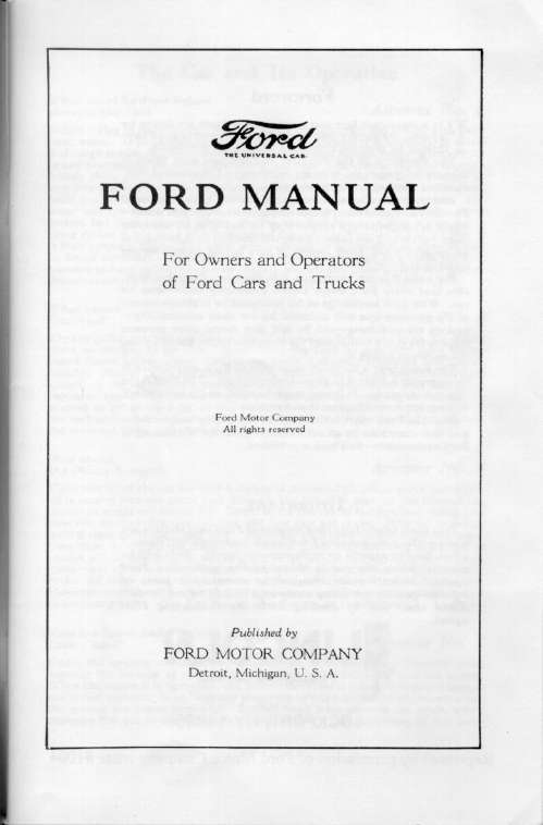 1925 Ford Owners Manual